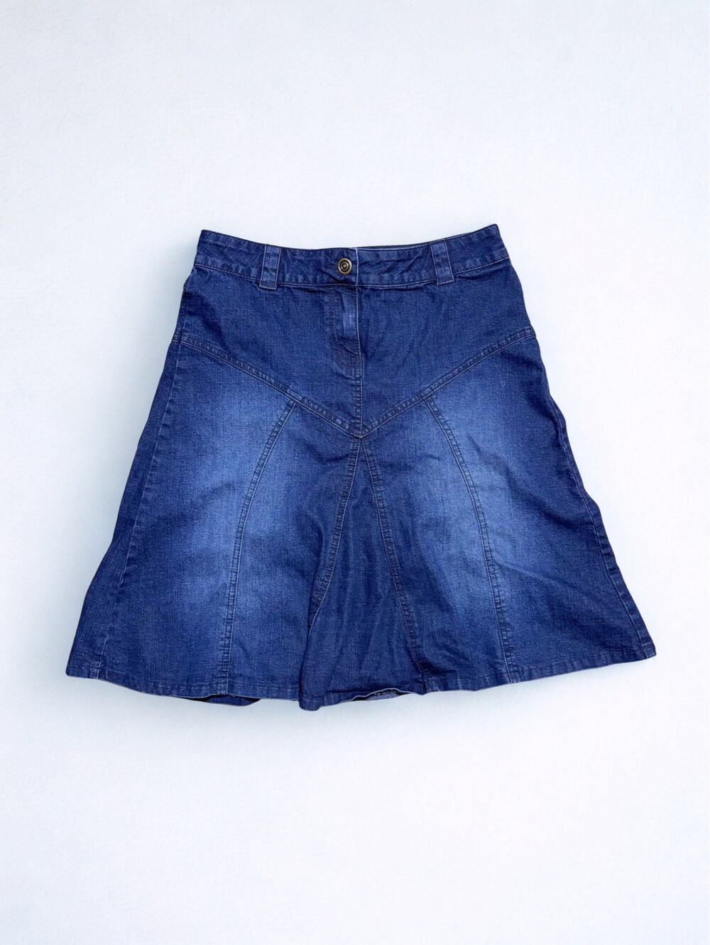 Vtg Y2K Dorothy Perkins Denim A-Line Dark Wash Midi Knee Length Skirt Size L